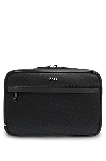 Cestovná taška BOSS Monogram washbag with foil-embossed logo Čierna | 50552626