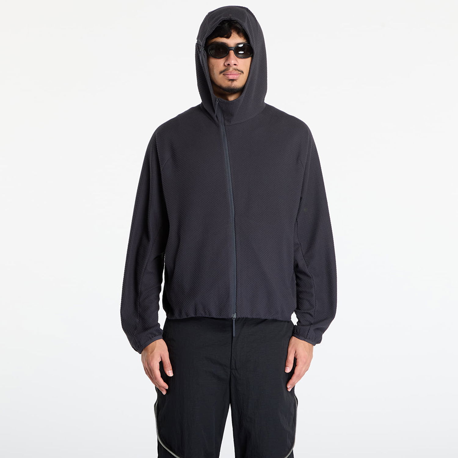 Mikina Post Archive Faction (PAF) Textured Full-Zip Fleece Hoodie Čierna | A1-100CC, 0