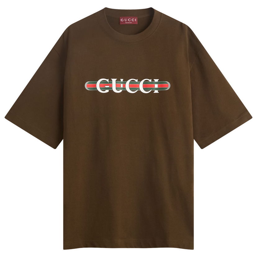Tričko Gucci Men's Interlocking Logo Heavy Cotton T-Shirt Size Large Hnedá | 798115-XJHDG-2240