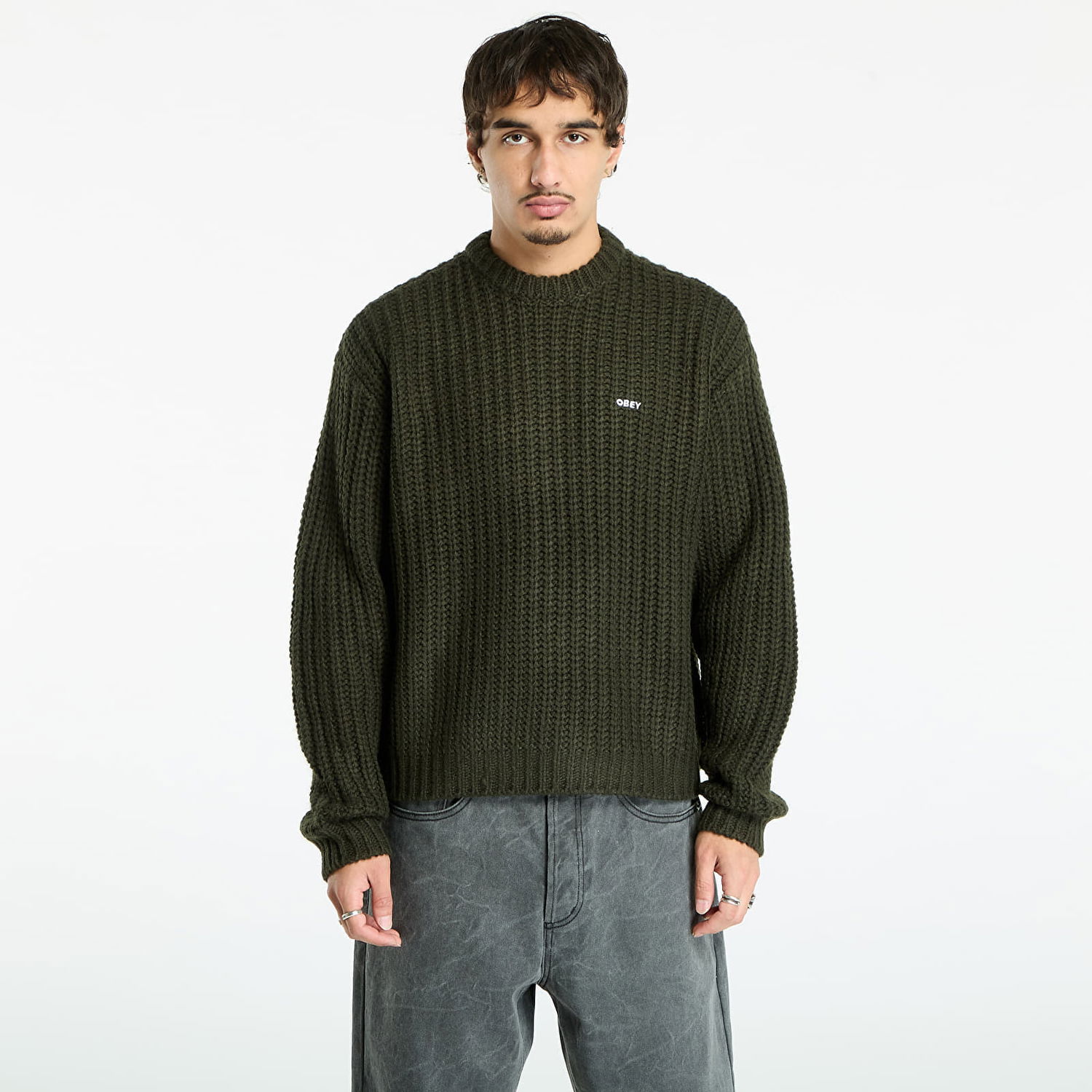 Sveter OBEY OBEY Bold Chunky Sweater Zelené | 151000108-RSI, 0