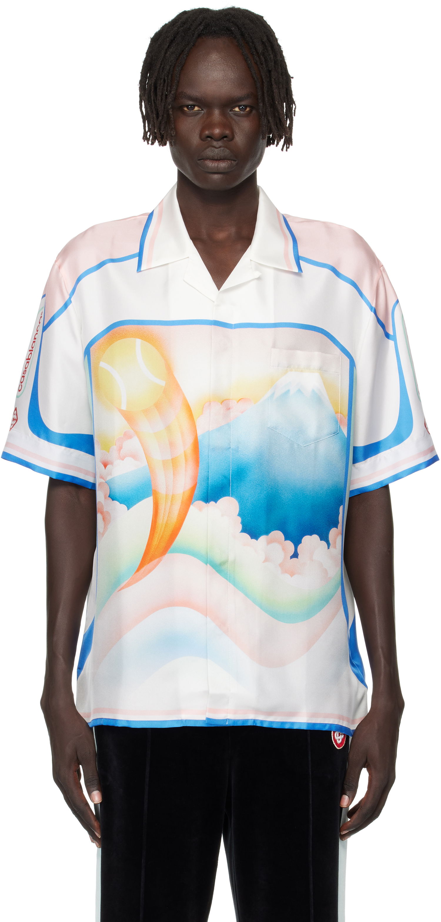 Košeľa Casablanca Casablanca Fuji Dream Silk Resort Shirt Biela | MPF25-SH-003-03, 0