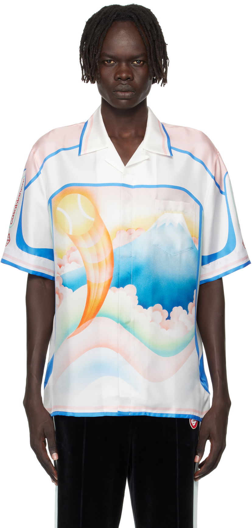 Košeľa Casablanca Casablanca Fuji Dream Silk Resort Shirt Biela | MPF25-SH-003-03