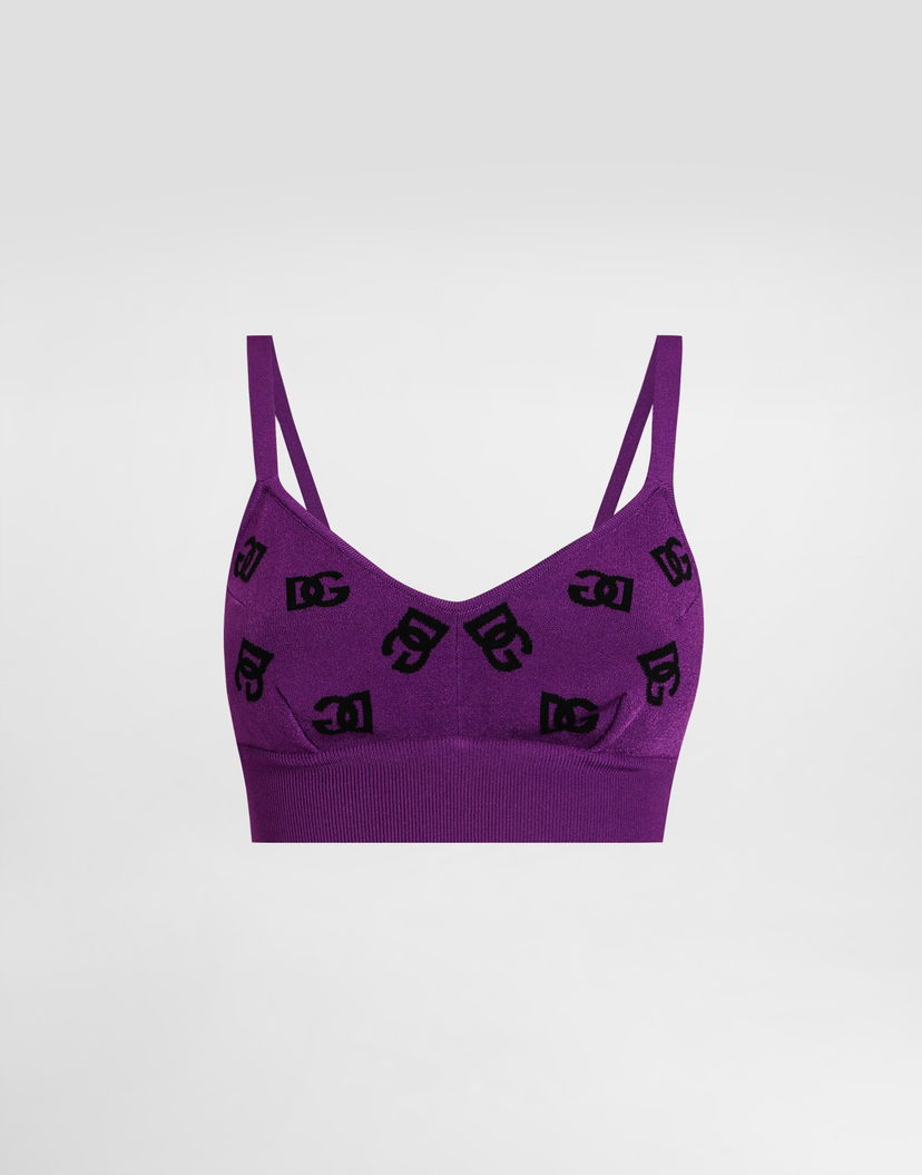 Crop Top Dolce & Gabbana DG Monogram Jacquard Top Fialová | FXT05TJGMB3F1540