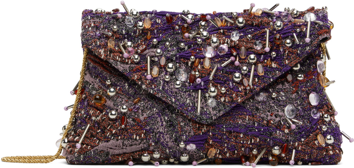 Kabelka Dries Van Noten Dries Van Noten Embellished Envelope Clutch Bag Fialová | 251-011513-896, 0