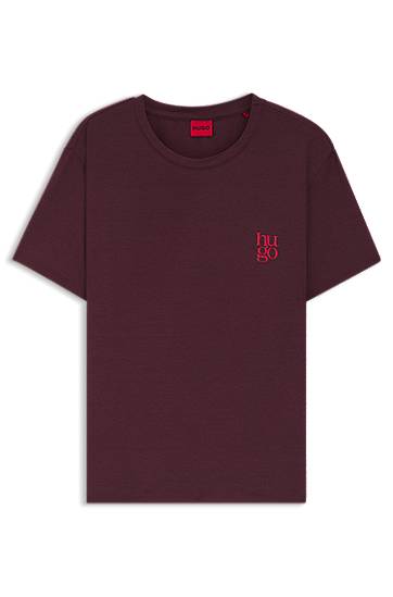 Tričko BOSS Stretch-jersey pyjama T-shirt with logo artwork Vínová | 50556981