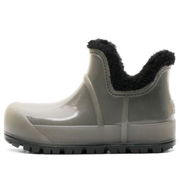 Short Clear Rain Boot with Faux Fur Lining