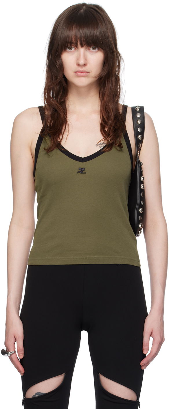 Tielko Courrèges Slim V-Neck Tank Top Zelené | 224JDE075JS0070, 0