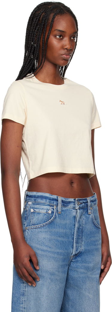Crop Top MAISON KITSUNÉ Maison Kitsuné Baby Fox Patch Cropped T-Shirt Béžová | MW00105KJ0008, 1