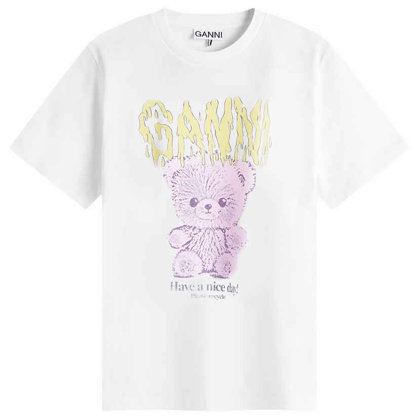 Tričko GANNI Kittens Relaxed T-Shirt With Print T4060-151