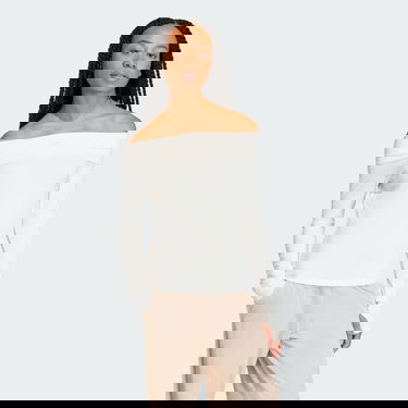 Tričká a tielka adidas Performance Off-Shoulder Long Sleeve Top Biela | KC8869, 0