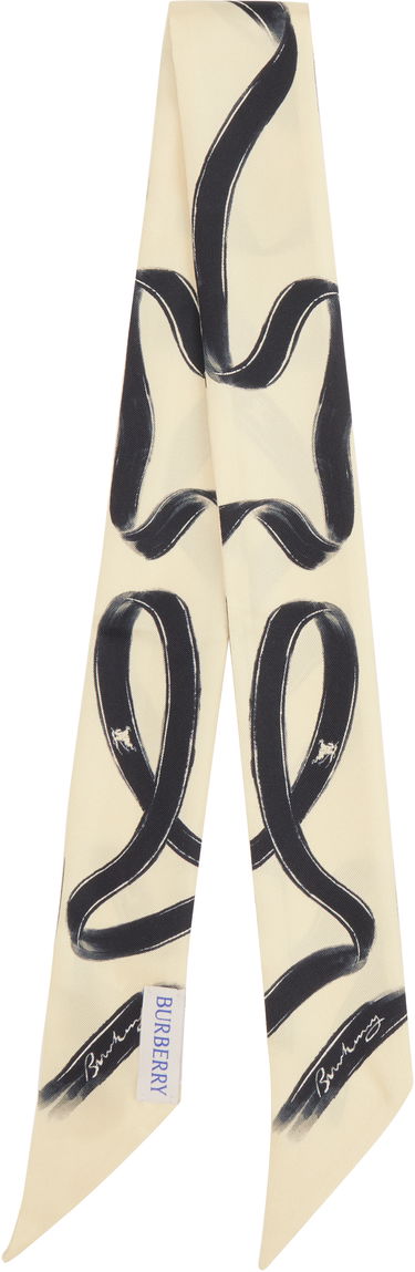 Šál Burberry Skinny Ribbon Silk Scarf Béžová | 8103806, 1