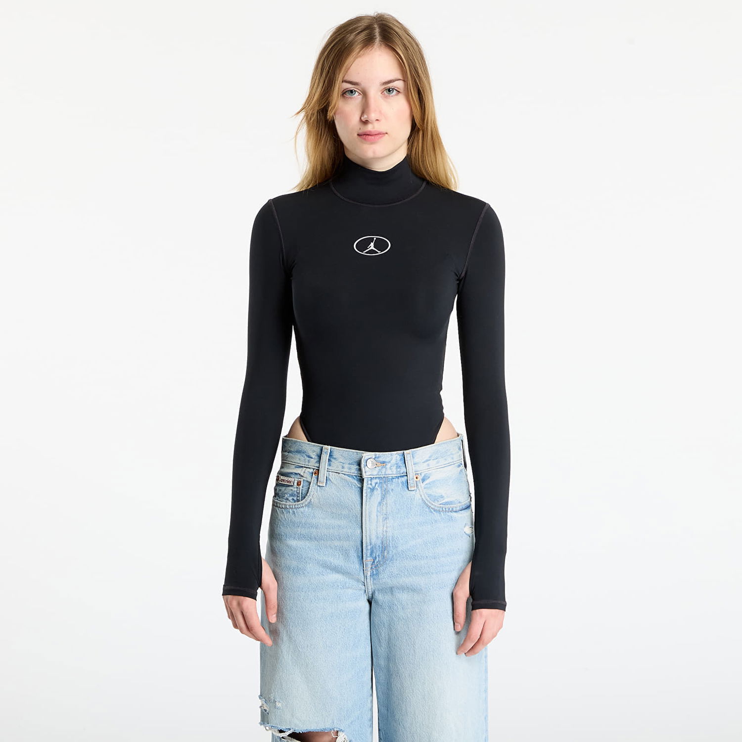 Body Jordan Flight Mountainside Long-Sleeve Mock Neck Bodysuit Čierna | HV0350-010, 0