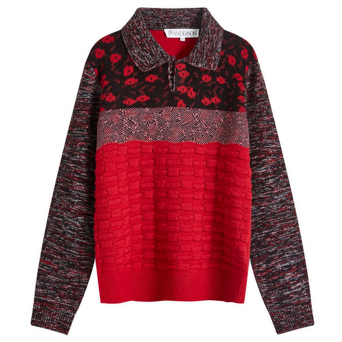 Sveter JW Anderson Multi Stitch Polo Červená | KW1231-YN0357-417, 0