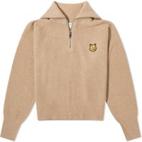 Sveter MAISON KITSUNÉ Tonal Fox Head Patch Half Zip Crewneck Béžová | LW00809KT1093-H251, 1