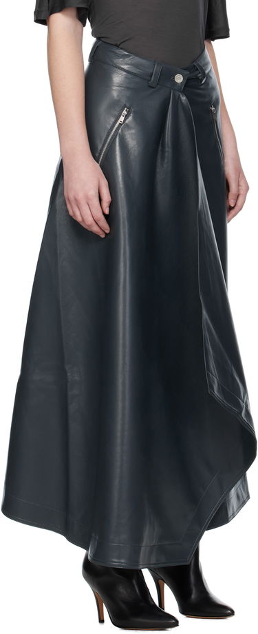Sukňa Nanushka Nanushka Neith Draped Vegan Leather Maxi Skirt Navy | NW25PFSK01455, 1