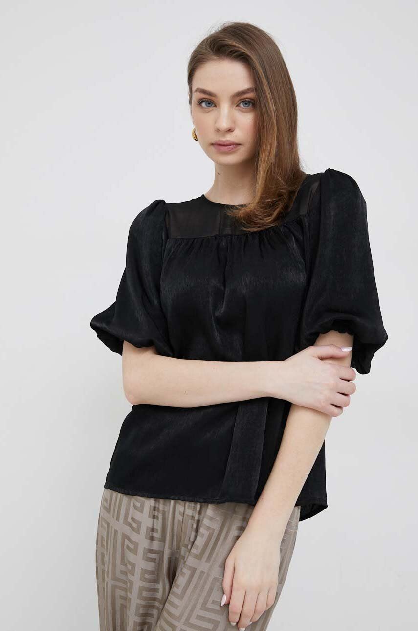 Košeľa DKNY Mix Media Satin Blouse Čierna | P2KANODT, 0