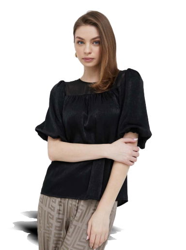 Košeľa DKNY Mix Media Satin Blouse Čierna | P2KANODT