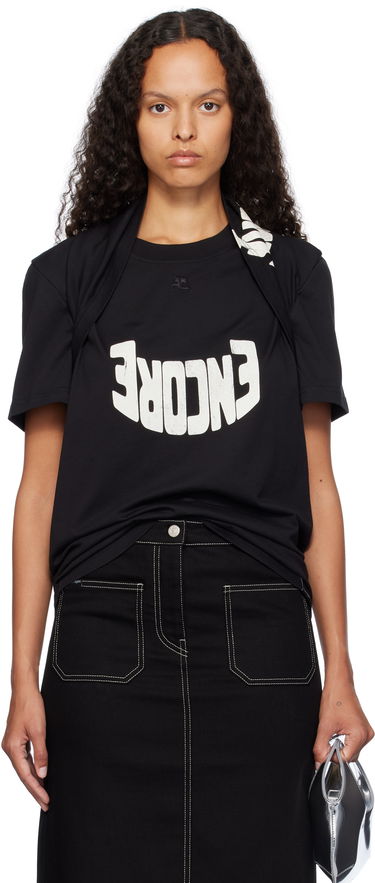 Tričko Courrèges Encore Print Cotton T-shirt Čierna | 324JTO332JS0112, 0