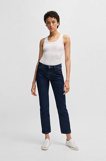 Džínsy BOSS Slim-Fit Rinse-Washed Denim Jeans Modrá | 50534799, 1