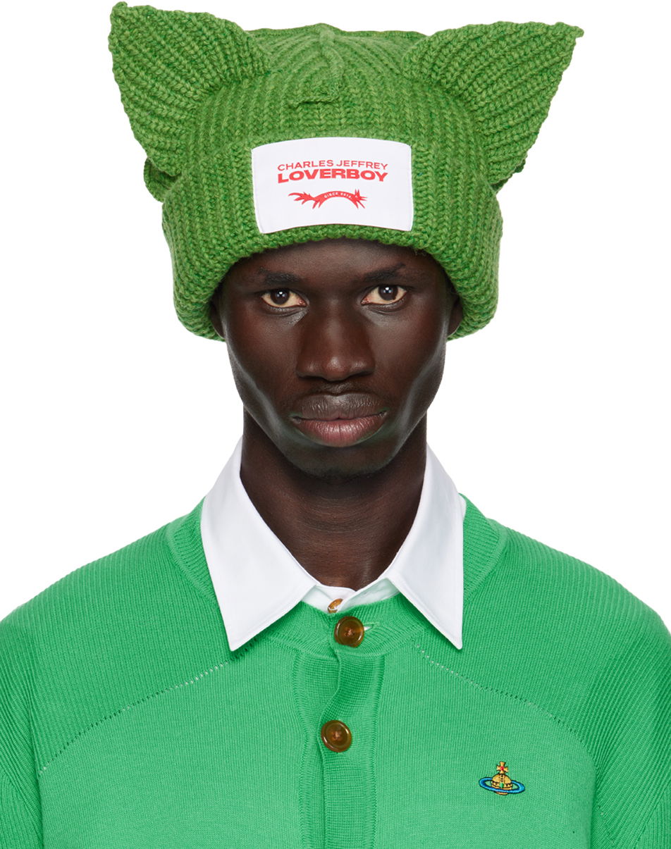 Kulicha Charles Jeffrey Loverboy Green Chunky Ears Beanie Zelené | 41130102, 0