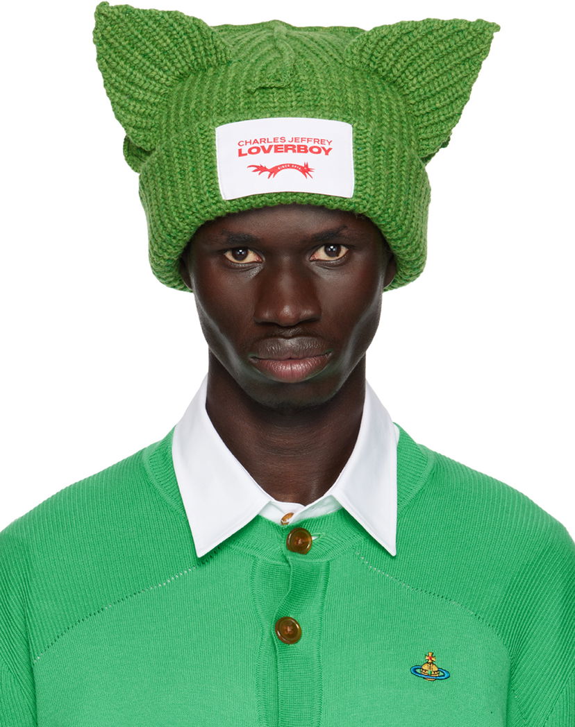 Kulicha Charles Jeffrey Loverboy Green Chunky Ears Beanie Zelené | 41130102