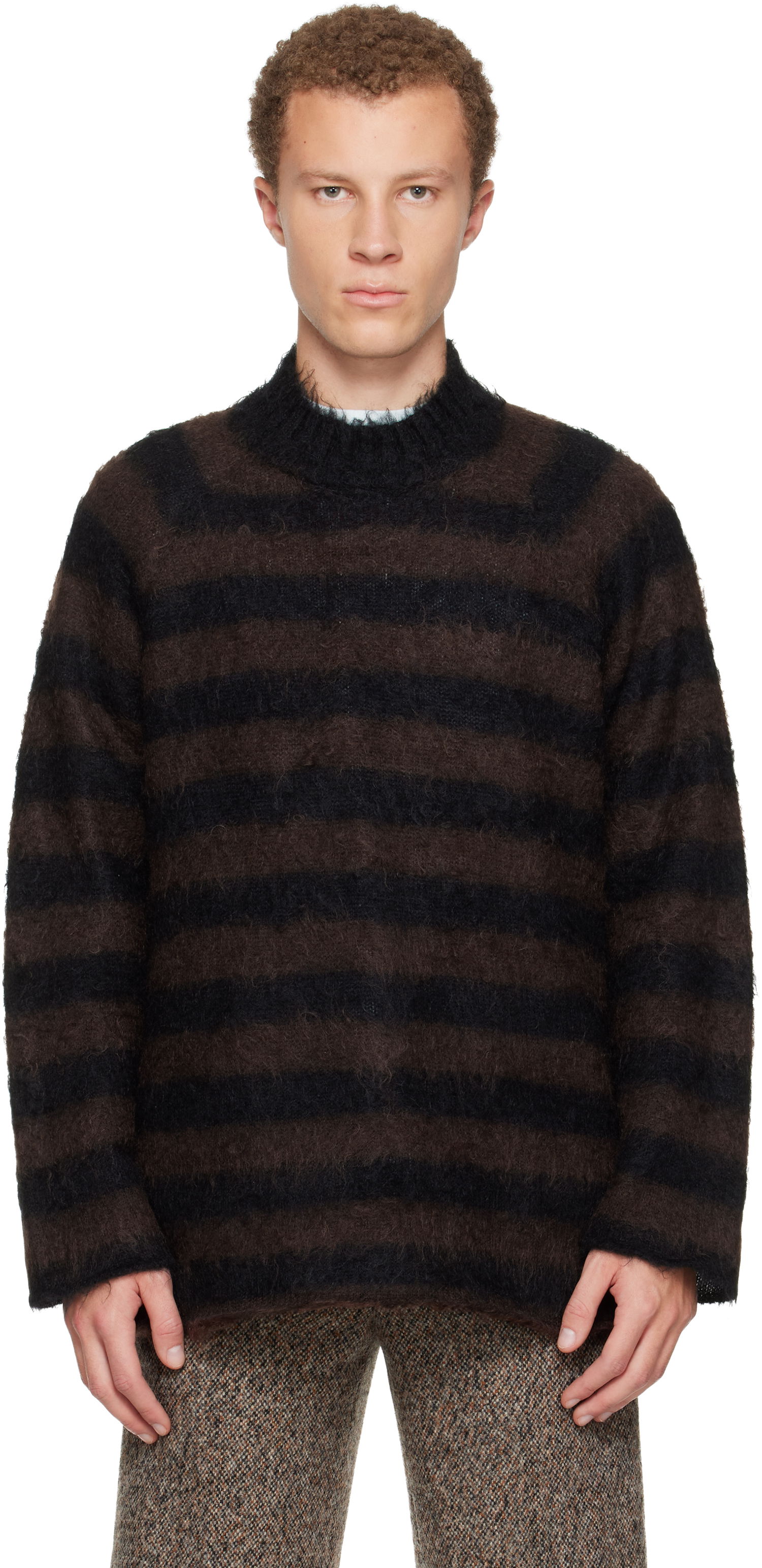 Sveter UNDERCOVER Fuzzy Striped Mock Neck Sweater Rôznofarebný | UC2E4904-1, 0