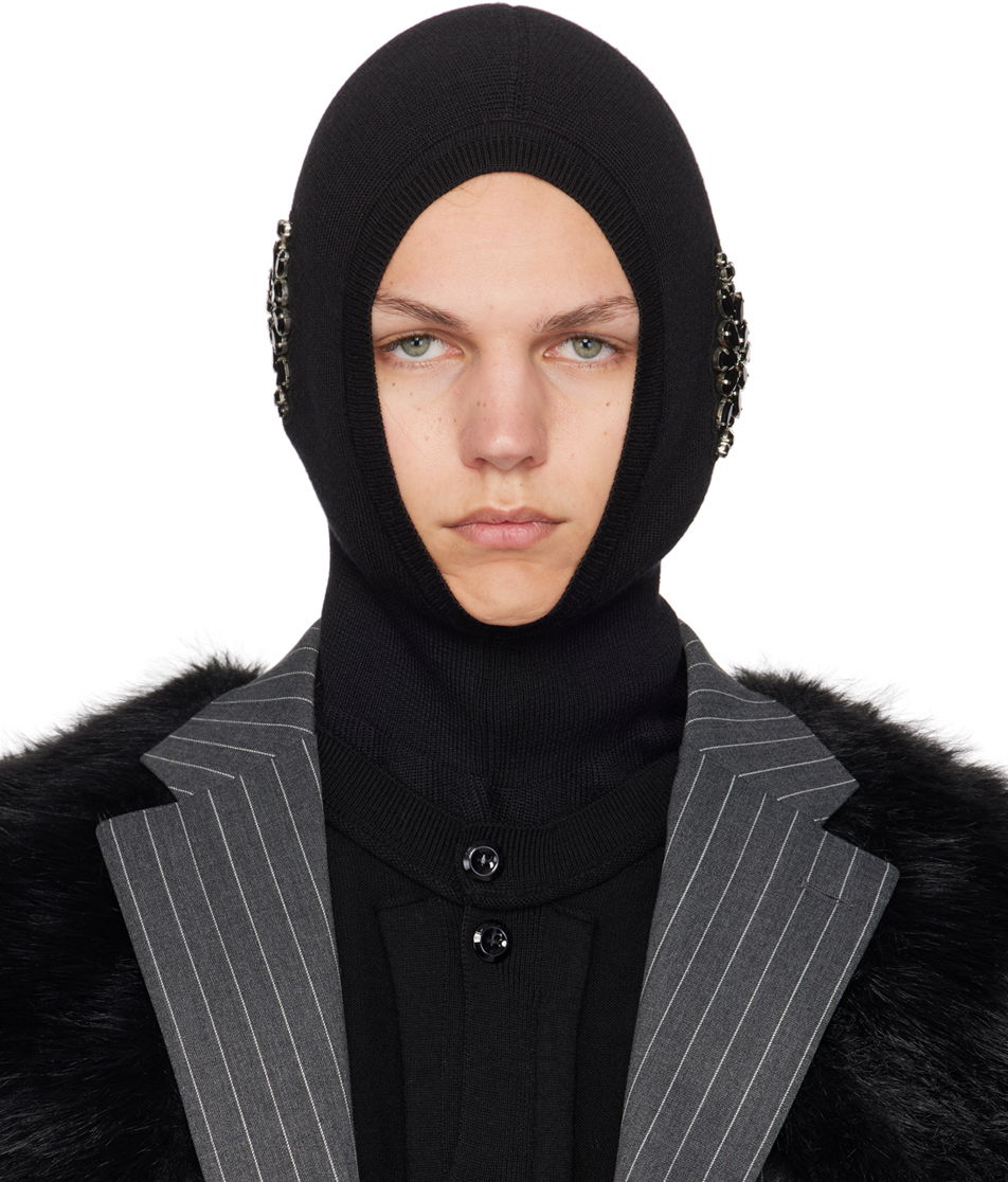 Kulicha Simone Rocha Simone Rocha Merino Silk Knit Balaclava with Crystal Embellishments Čierna | KMK5MB 0647, 0