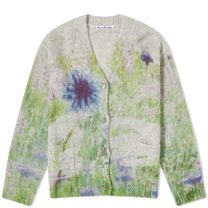 Sveter Acne Studios Flower Print Cardigan Šedá | A60493-AAB