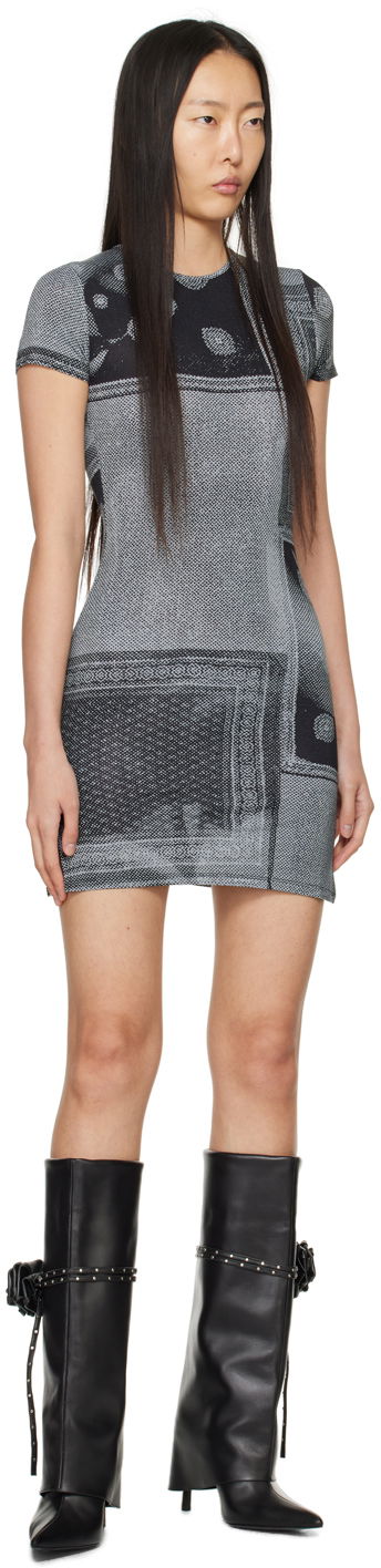 Šaty Miaou Miaou Billie Print Mini Dress Šedá | 5045TJBSCI, 3