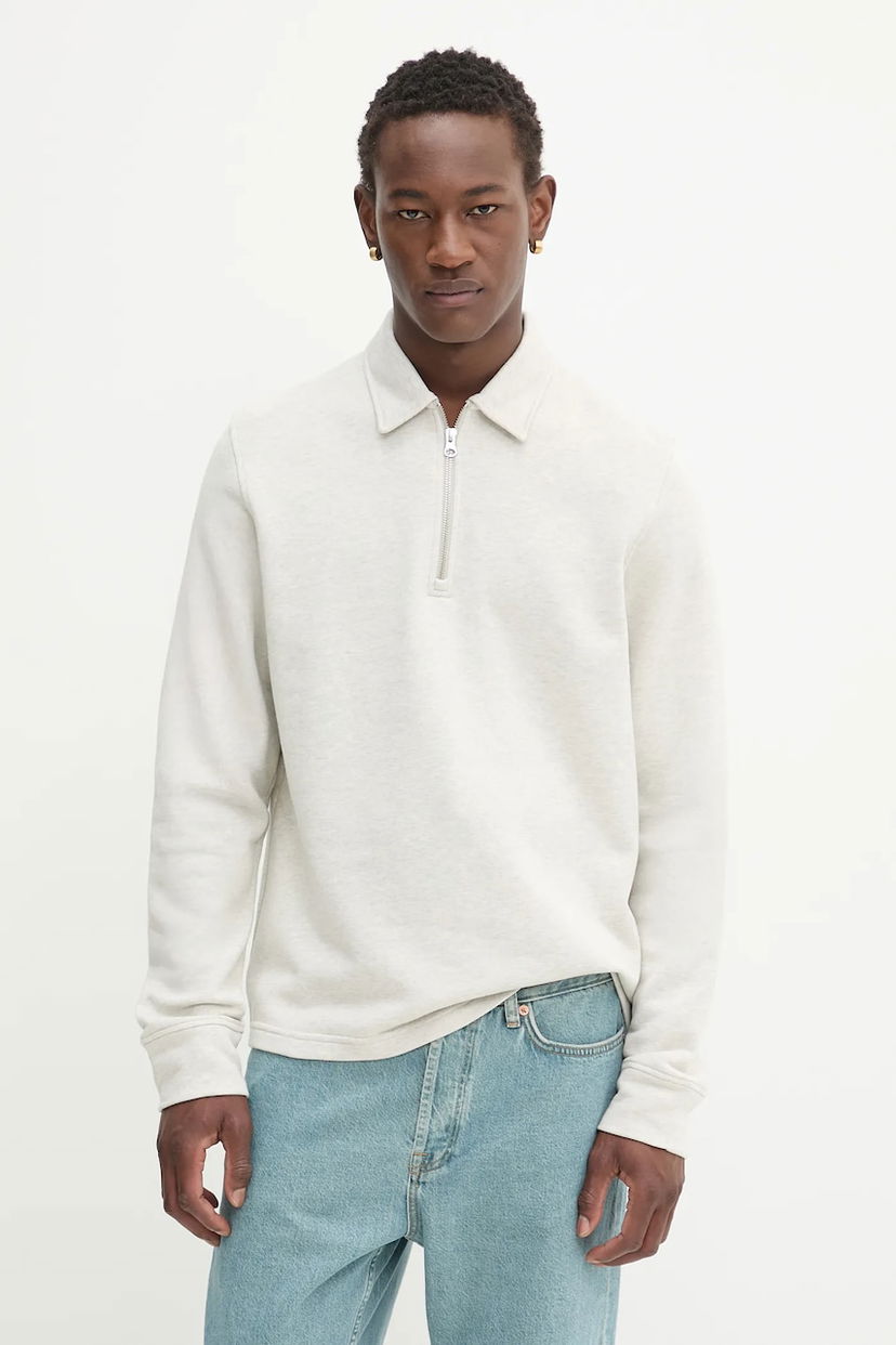Mikina Samsoe Samsoe Samsoe Samsoe Salouis Half-Zip Sweatshirt Biela | M25200036