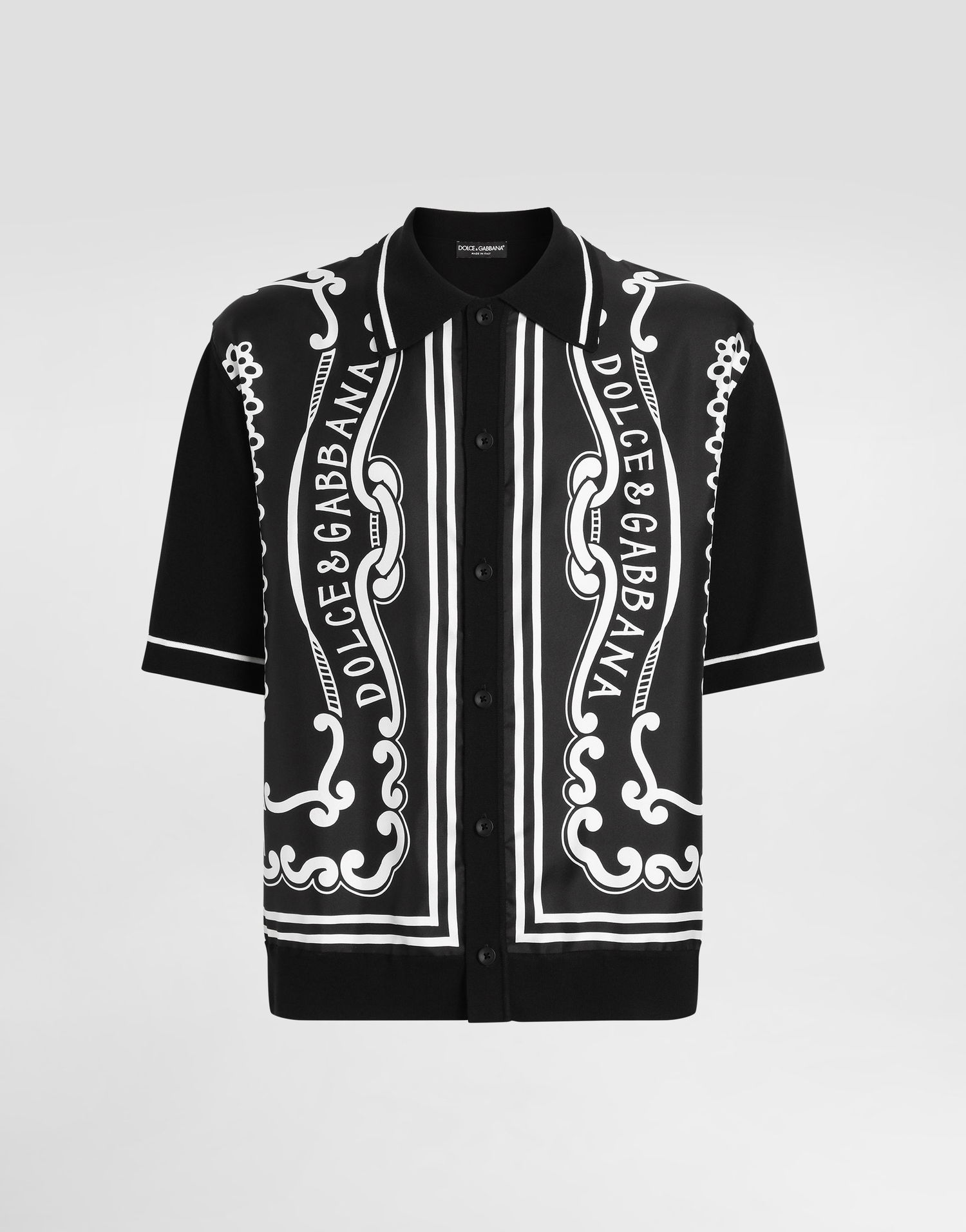 Košeľa Dolce & Gabbana Silk And Cotton Shirt With Bandana Print Čierna | GXV90TJFMKTHN9OA, 0