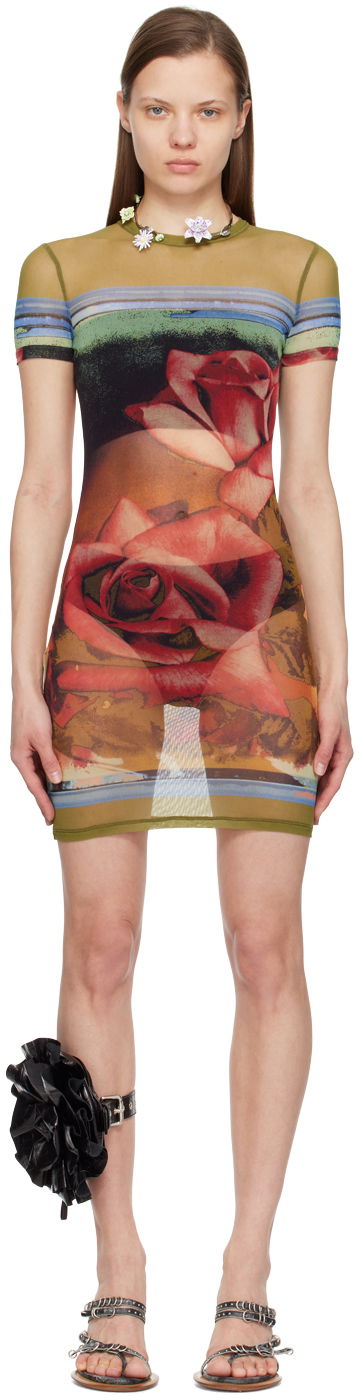 Šaty Jean Paul Gaultier Gaultier Roses Mesh Minidress Zelené | 24/25-F-RO091-T547-403050, 0