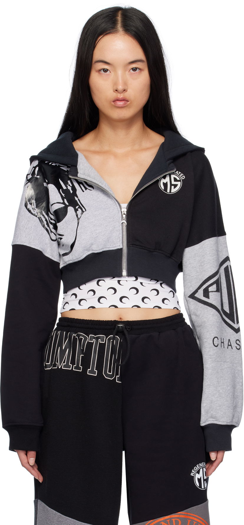 Mikina Marine Serre Graphic Cropped Hoodie Čierna | WST014A