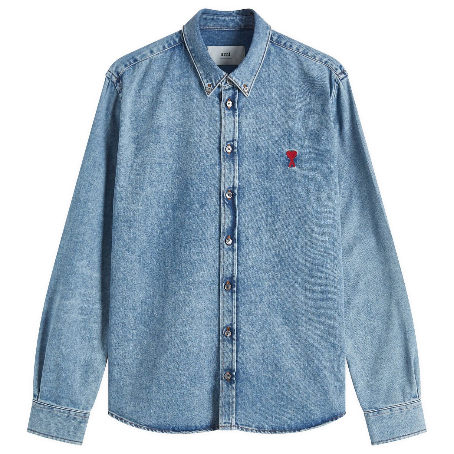Košeľa AMI AMI Paris ADC Denim Shirt, Size Large Modrá | USH063-DE0056-480, 1