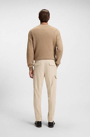 Cargo nohavice BOSS Tapered-fit trousers with cargo pockets Béžová | 50549517, 1