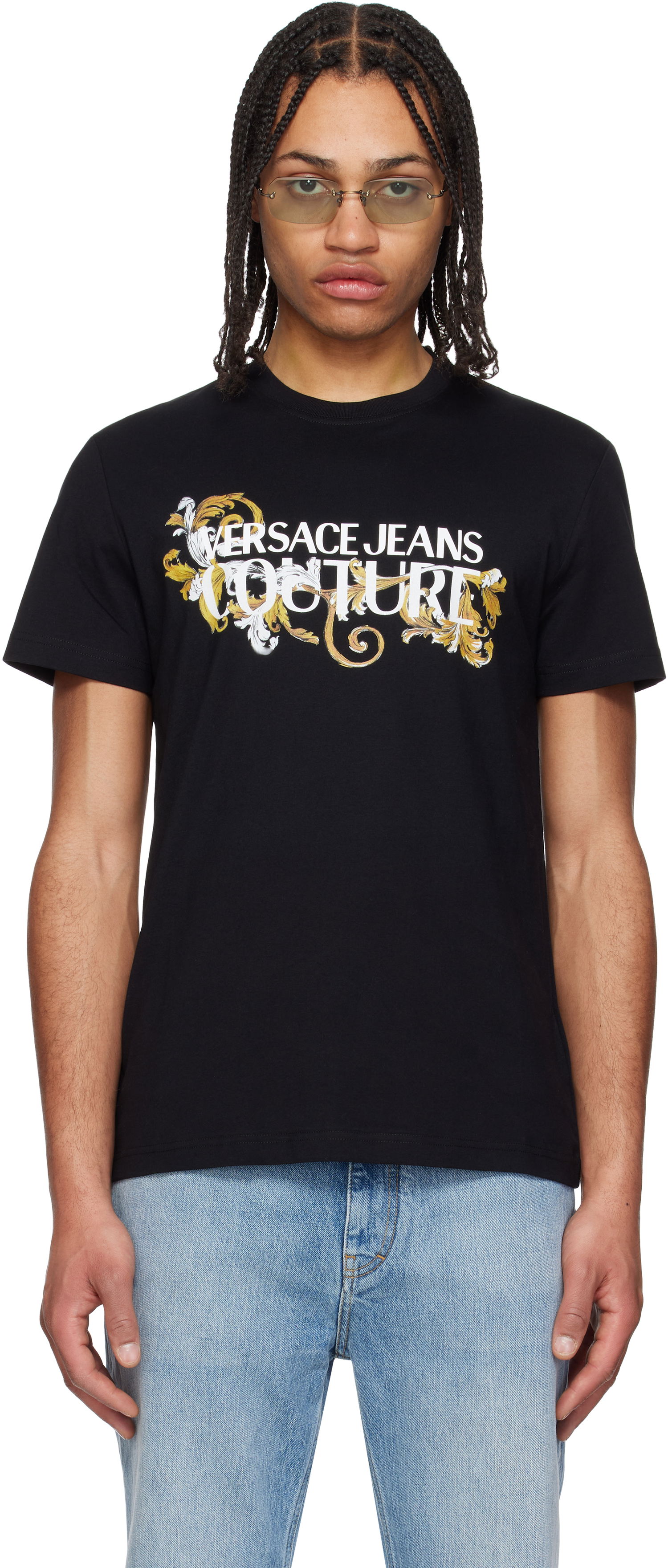 Tričko Versace Versace Jeans Couture Logo Baroque T-Shirt Čierna | E78GAHC05_ECJ01C, 0