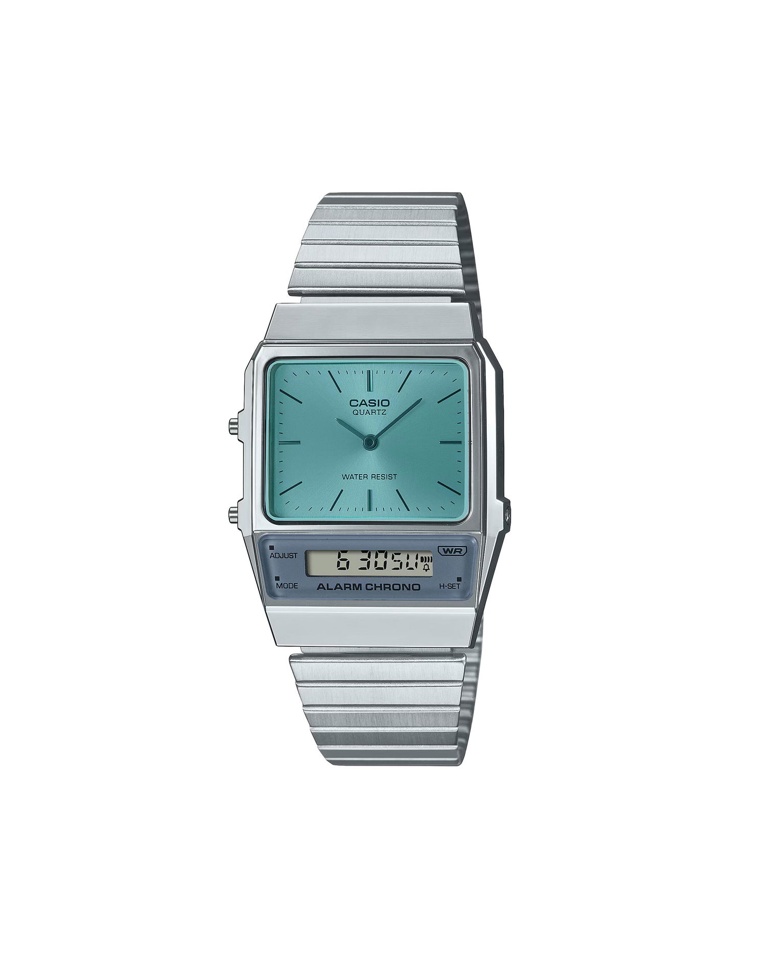 Hodinky CASIO Rectangular Case Combination Display Water Resistant Alarm Chrono Watch Metalická | AQ-800EC-2AEF, 0