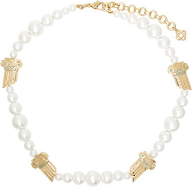 Náhrdelník Casablanca Faux-Pearl Column Necklace with Gold Accents Biela | APS25-JW-260-01, 0