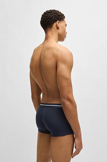 Boxerky BOSS Stretch-Cotton Trunks with Logo Waistbands, Three-Pack Rôznofarebný | 50532453, 1