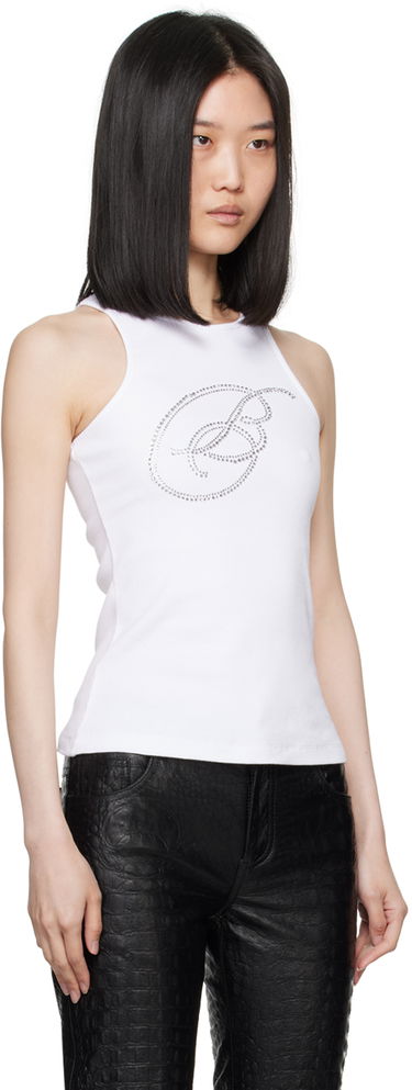Tielko Blumarine Crystal-Cut Logo Tank Top Biela | A422T076A, 3
