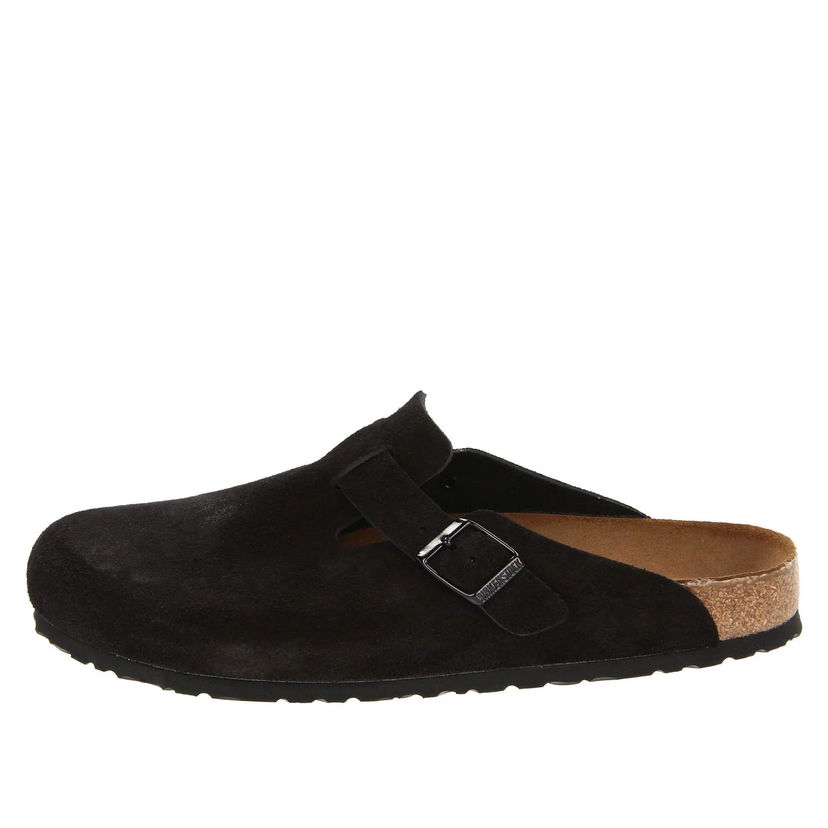 Tenisky a topánky Birkenstock Boston Soft Footbed Suede Narrow Fit Sandals Čierna | 0660473