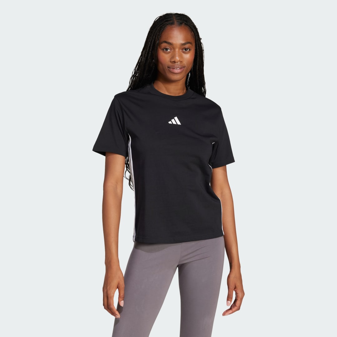 Tričko adidas Performance Cotton T-Shirt With 3 Stripes Čierna | JD0846, 0