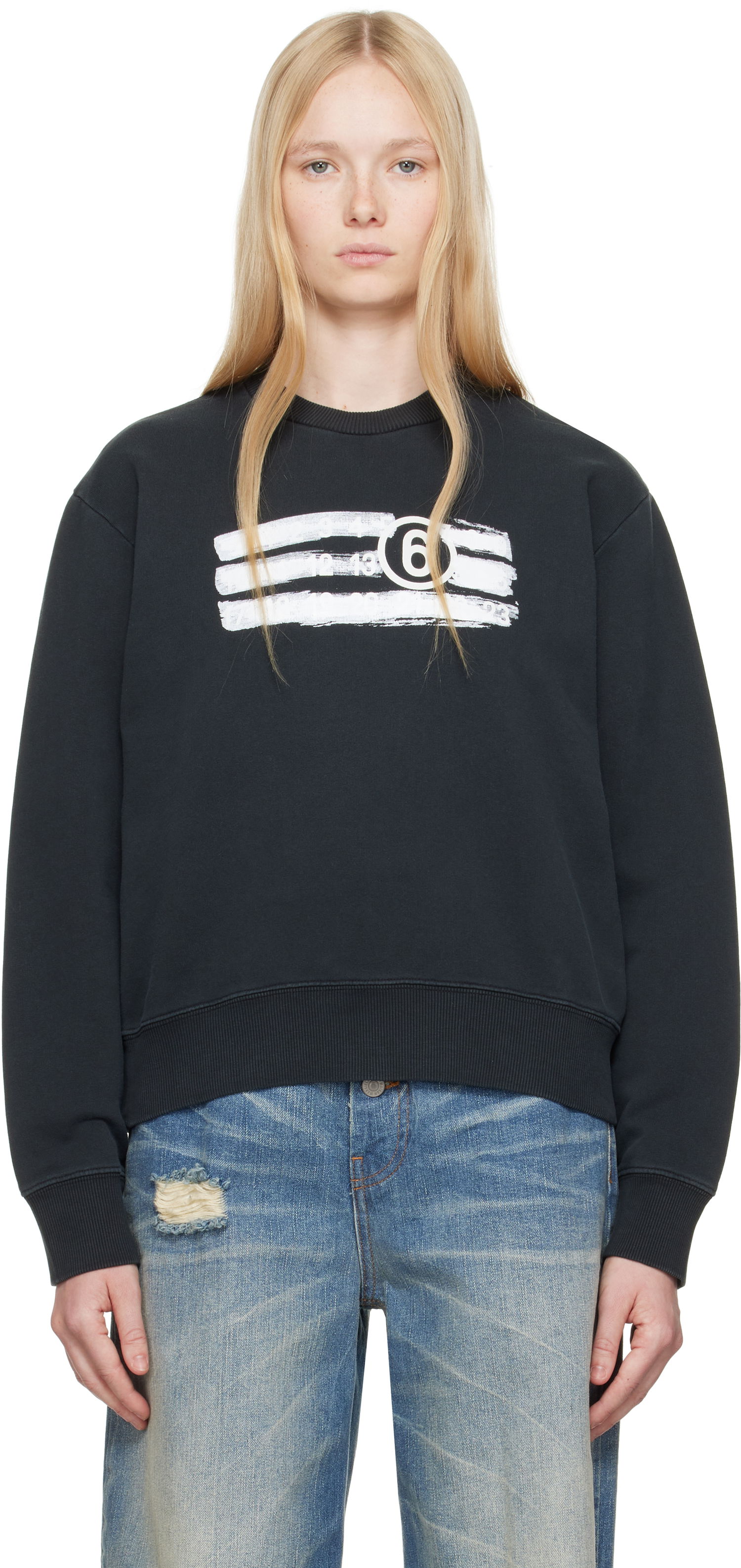 Sveter Maison Margiela MM6 Maison Margiela Unbrushed Jersey Sweatshirt Čierna | S62GU0139 M25004, 0