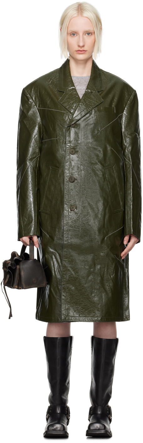 Kabáty Andersson Bell Green Mauer Faux-Leather Coat Zelené | awa637m, 0