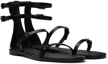 Tenisky a topánky Max Mara Evegflat Designer Double Strap Leather Sandals Čierna | 2414521032600, 3