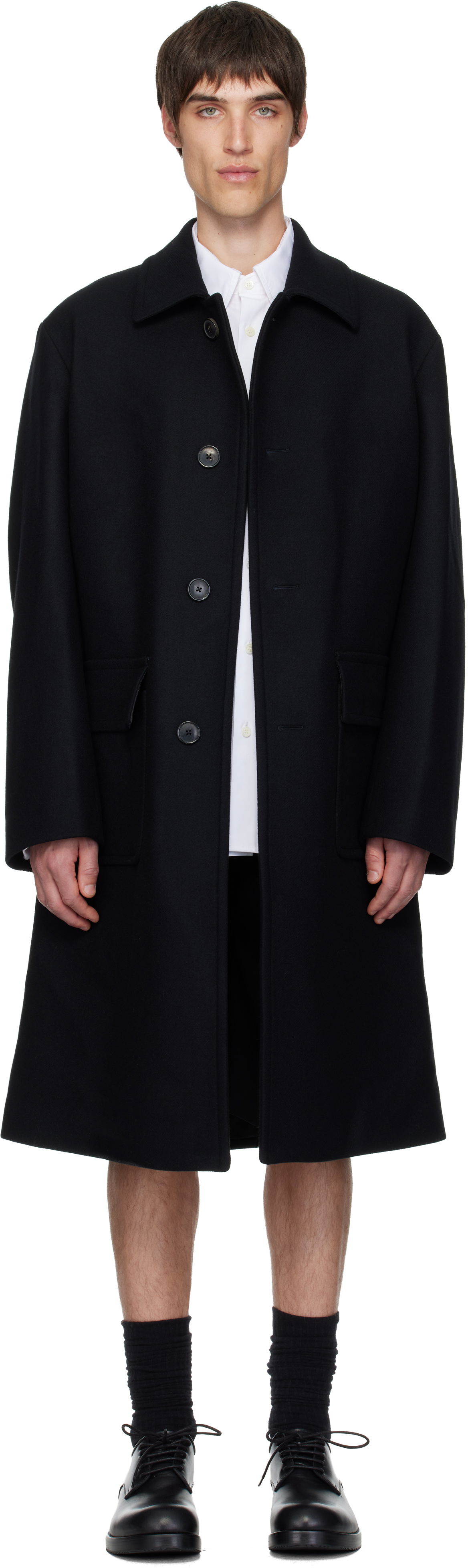 Kabáty Dries Van Noten Dries Van Noten Wool Coat Čierna | 252-020209-2216, 0