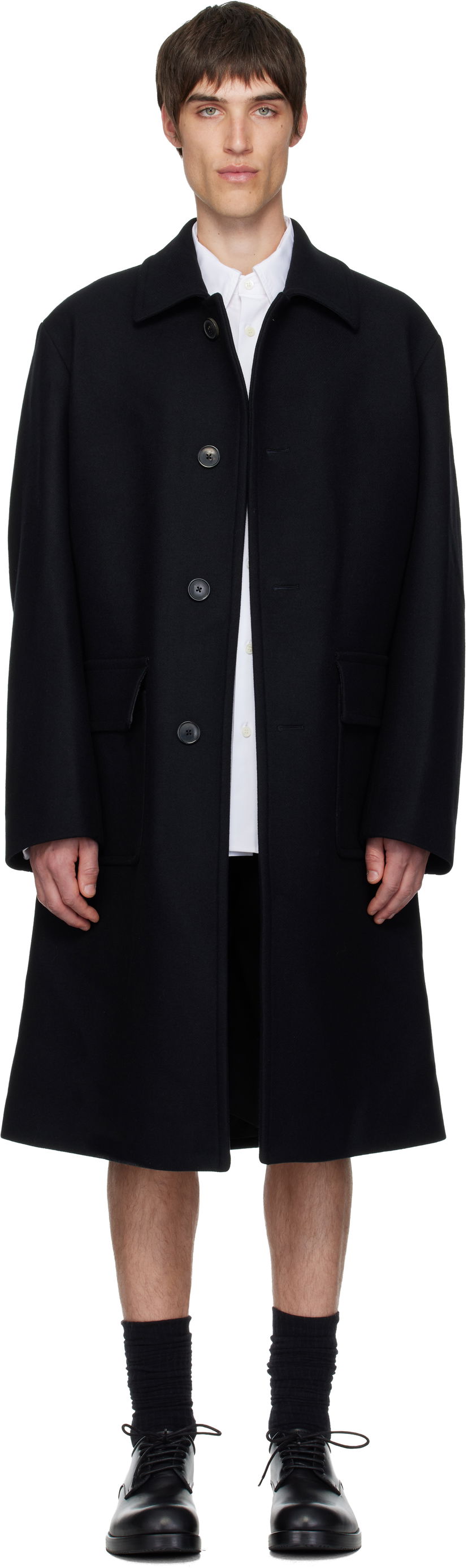 Kabáty Dries Van Noten Dries Van Noten Wool Coat Čierna | 252-020209-2216