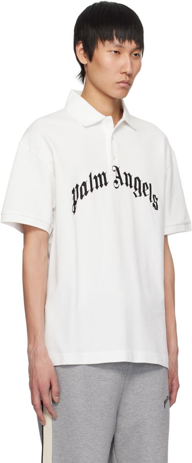 Polo tričko Palm Angels Palm Angels Curved Logo Polo Biela | PMGB012S25FAB0030310, 1
