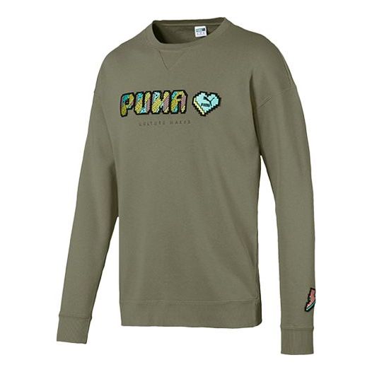 Sveter Puma Alphabet Round Neck Pullover Zelené | 596848-46