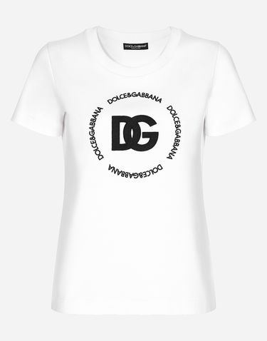 Tričko Dolce & Gabbana Jersey T-shirt With Dg Logo Biela | F8T00ZGDB5UW0800, 0